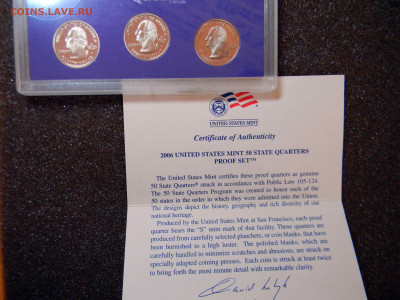 Годовой набор квотеров США 2006 "Штаты" (5 монет) Proof - DSCN5128.JPG