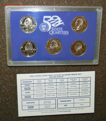 Годовой набор квотеров США 2006 "Штаты" (5 монет) Proof - DSCN5126.JPG