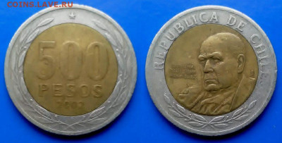 Чили - 500 песо 2002 года (БИМ) до 17.09 - Чили 500 песо, 2002