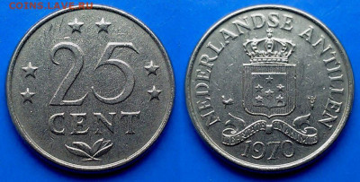 Нид. Антильские острова - 25 центов 1970 года до 19.09 - Нид. Антильские острова 25 центов, 1970