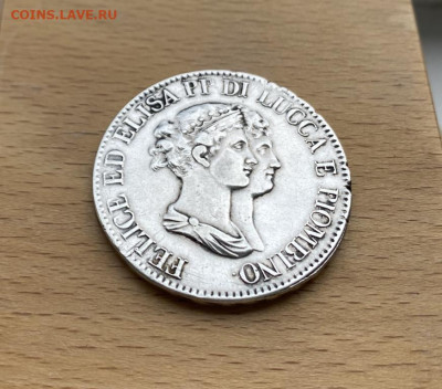 Княжество Лукка и Пьомбино 5 франков 1807 Элиза Бонапарт - italija_knjazhestvo_lukka_i_pombino_5_frankov_franchi_1807_eliza_bonapart_serebro_krona_shajba_redkost