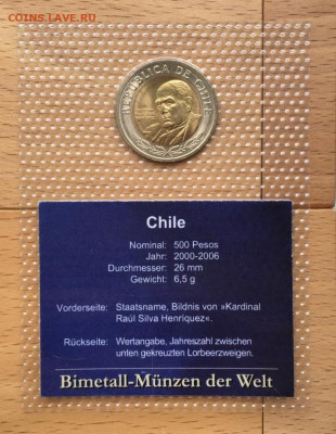 биметалл Чили 500 песо 2003 Рауль Сильва Энрикес UNC блистер - bimetall_chili_500_peso_2003_raul_silva_enrikes_unc_blister_zapajka