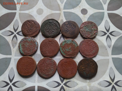 1 копейка 1757-1760, 12 штук до 18.08.2024 - 12коп