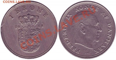 WARNING! Дания 1 Крона 1968 до 29.01.2012 22:00Мск - Danmark_1_krone_1968