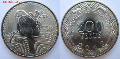 Колумбия 200 песо 2012 г. Попугай. До 23.08.24 - Колумбия 200 песо 2012 Попугай.JPG