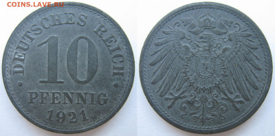 Германия 10 пфеннигов 1921 г.  До 23.08.24 - Германия 10 пфеннигов 1921.JPG