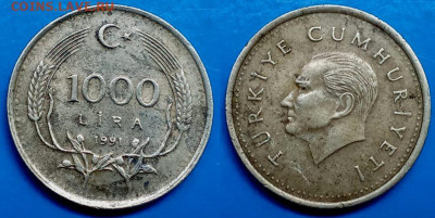 Турция - 1.000 лир 1991 года до 28.08 - Турция 1.000 лир, 1991