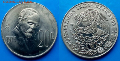 Мексика - 20 сентаво 1979 года до 31.08 - Мексика 20 сентаво, 1979