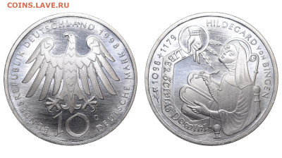 ФРГ. 10 марок 1998 г. Хильдегард. До 31.08.24. - Р2372