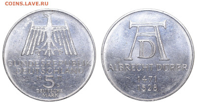 ФРГ. 5 марок 1971 г. Дюрер. До 31.08.24. - Р2361
