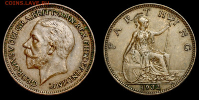ЗАНИМАТЕЛЬНАЯ НУМИЗМАТИКА - Англия Георг V - фартинг 1932
