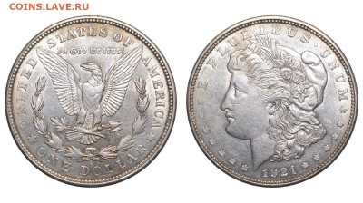 США. 1 доллар 1921 г. D. Морган. До 01.09.24. - Р2336