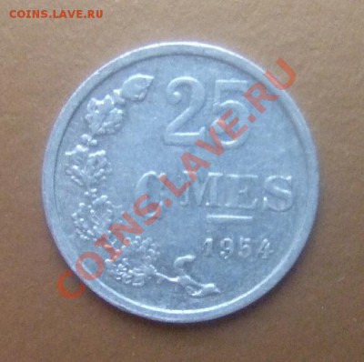 ЛЮКСЕМБУРГ 25 сантимов 1954г. до 27.01 (22.30) - Люксемб. 25 сант. Р