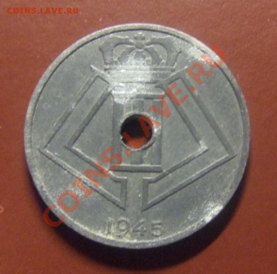 БЕЛЬГИЯ 25 сантимов 1945г. до 27.01 (22.30) - Бельгия 25 сант. А