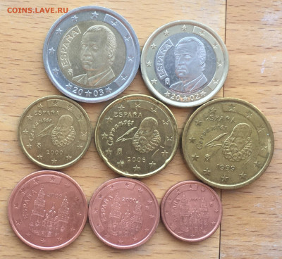 набор евро Испания Хуан Карлос I 2002 2003 2006 биметалл 2 1 - IMG_5218.JPG