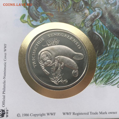 Памятная медаль Жетон Африканский ламантин Фонд Дикой Природ - pamjatnaja_medal_zheton_afrikanskij_lamantin_fond_dikoj_prirody_wwf_marka_togo_kpd_konvert_krona_fauna (2)