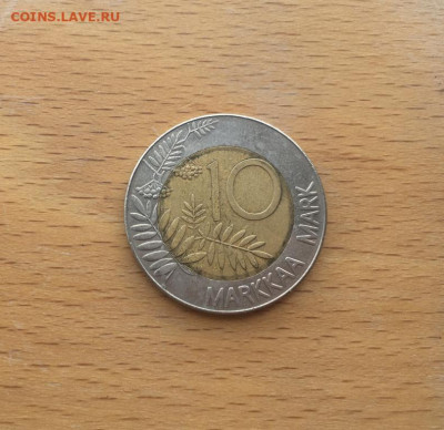 биметалл Финляндия 10 марок 1993 Птица Глухарь Тетерев Фауна - bimetall_finljandija_10_marok_1993_ptica_glukhar_teterev_fauna
