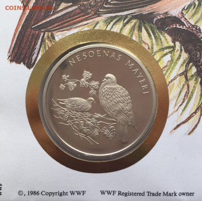 КПД Крона Шайба Памятная медаль Розовый Голубь - kpd_krona_shajba_pamjatnaja_medal_zheton_fond_dikoj_prirody_rozovyj_golub_fauna_marka_beliz_wwf_ptica (1)