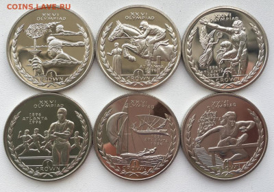 Набор Остров Мэн 1 крона 1996 Олимпийские игры Атланта - nabor_ostrov_men_1_krona_1996_olimpijskie_igry_atlanta_beg_plavanie_konnyj_parusnyj_sport_6_sht_shajba