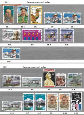 Марки Америки США 1980-1989 Гашеные марки ФИКС - 1988-1989