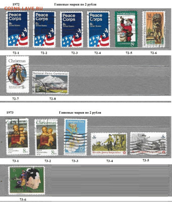 Марки Америки США 1970-1979 Гашеные марки ФИКС - 1972, 1973
