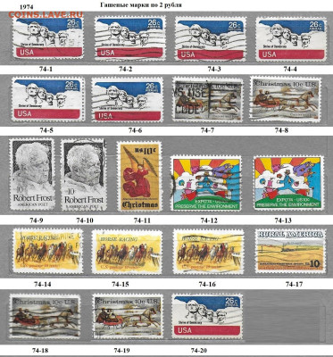 Марки Америки США 1970-1979 Гашеные марки ФИКС - 1974