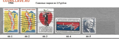 Марки Америки США 1960-1969 Гашеные марки ФИКС - 1966