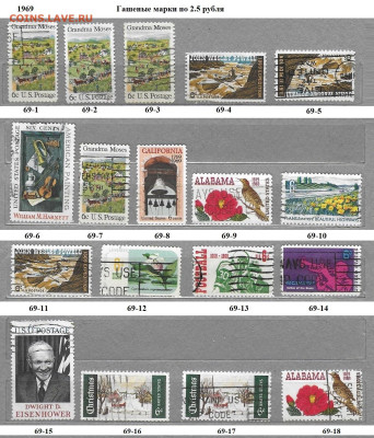Марки Америки США 1960-1969 Гашеные марки ФИКС - 1969