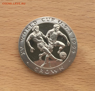 Крона Шайба Остров Мэн 1 крона 1994 Чемпионат мира футбол - krona_shajba_ostrov_men_1_krona_1994_chempionat_mira_po_futbolu_ssha
