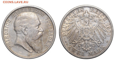Баден. 2 марки 1904 г. Фридрих. До 28.09.24. - Р2390.JPG