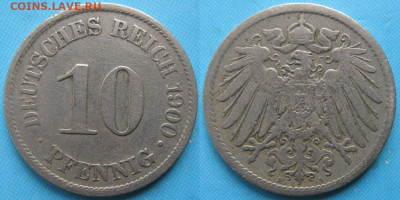 Германия 10 пфеннигов 1900 A до 05-10-24 в 22:00 - 23.52. -Германия 10 пфеннигов 1900 A     5577