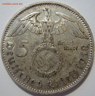Германия 3 рейх 5 рейхсмарок 1938 J Гинденбург - IMG_8011.JPG