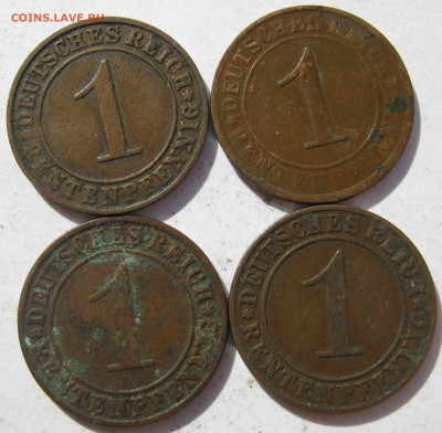 Германия Веймар 1 рентенпфенниг 1923 A, 1924 A, J (4 монеты) - IMG_1148.JPG