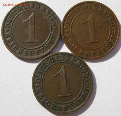 Германия Веймар 1 рейхспфенниг 1925 J, 1927 E, 1929 3 монеты - IMG_1285.JPG