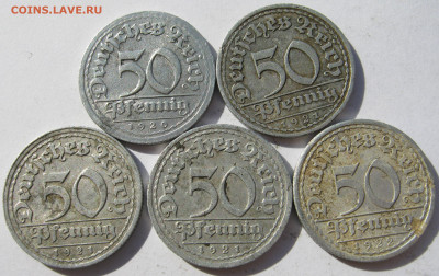 Германия Веймар 50 пфеннигов 1920 J, 1921 A, J, 1922 5 монет - IMG_1141.JPG