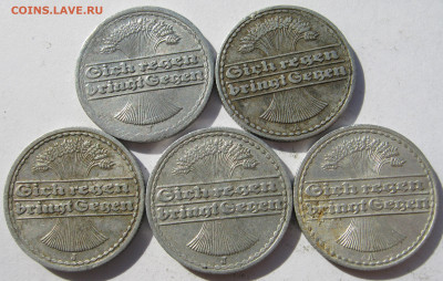 Германия Веймар 50 пфеннигов 1920 J, 1921 A, J, 1922 5 монет - IMG_1142.JPG
