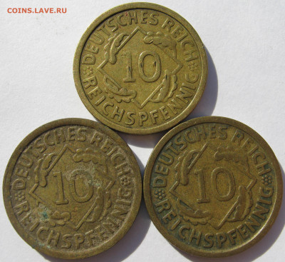 Германия Веймар 10 рейхспфеннигов 1924 E, 1925 A, D 3 монеты - IMG_1281.JPG