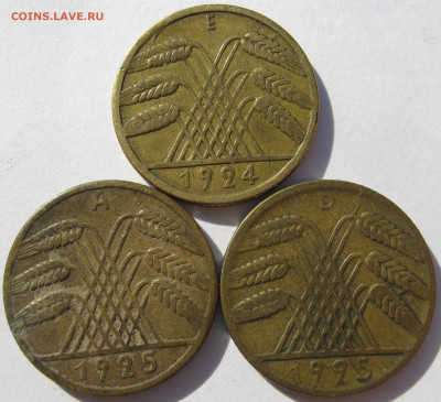 Германия Веймар 10 рейхспфеннигов 1924 E, 1925 A, D 3 монеты - IMG_1283.JPG