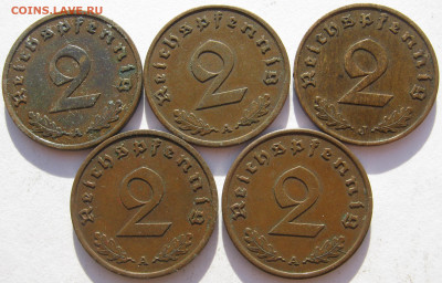 Германия 3 рейх 2 рейхспф. 1937 A, 1938 A, J, 1940 A 5 монет - IMG_1177.JPG