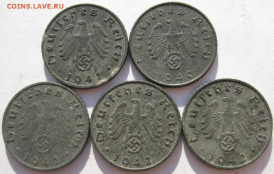 Германия 3 рейх 5 рейхспфеннигов 1940, 1941, 1942 (5 монет) - IMG_1183.JPG