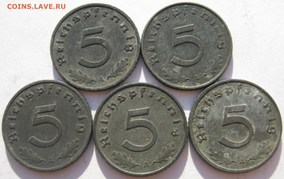 Германия 3 рейх 5 рейхспфеннигов 1940, 1941, 1942 (5 монет) - IMG_1181.JPG
