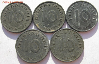 Германия 3 рейх 10 рейхспфеннигов 1940 A, 1941, 1943 5 монет - IMG_1185.JPG