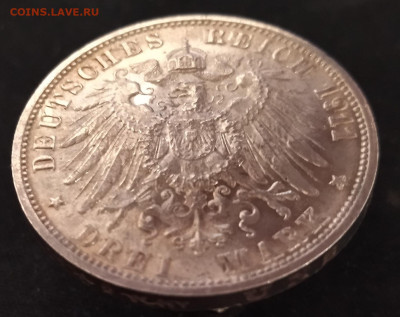 Германия 3 марки 1911 Свадьба Вильгельма и Шарлотты до 07.10 - В45_6.JPG