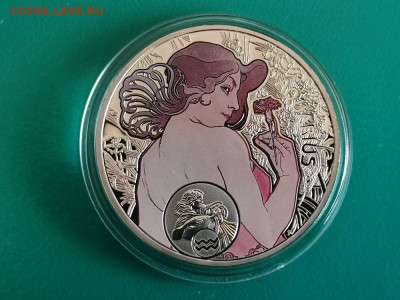 1 доллар 2010 Ниуэ Зодиак А.Мухи(Водолей), Ag925, до 10.10 - Я Муха-Водолей-1