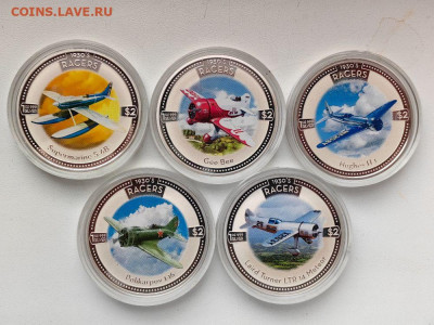 2дол 2006 О-ва Кука. Воздушные гонки 30-х. Ag999(5шт), до 10 - ЯЯ Воздушные гонки-1