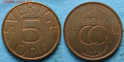монеты Швеции фикс до 11-10-24 в 22:00 - Швеция 5 эре 1981    12673