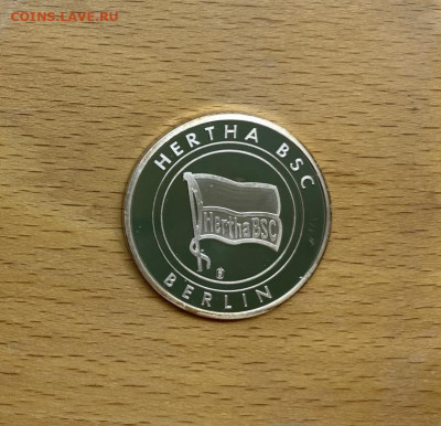 Жетон Медаль Германия Футбольный клуб Hertha BSC, Berlin - zheton_medal_germanija_futbolnyj_klub_hertha_bsc_berlin_pruf_proof_cu_ni_futbol_sport (1)