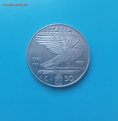 Италия 50 Чентезимо 1941 год , Орел , Виктор Эммануил 3 - IMG20241010183257