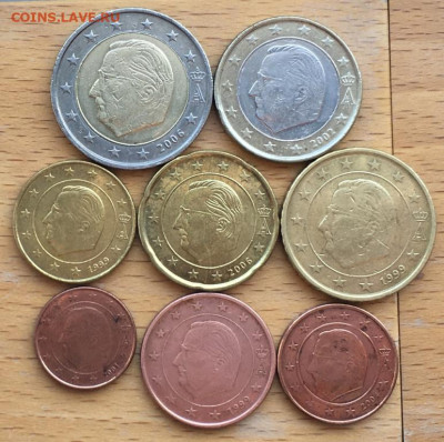 набор евро Бельгия Король Альберт II 2 1 евро 50 20 10 5 2 1 - nabor_evro_belgija_korol_albert_ii_1999_2006_2002_2001_bimetall_2_1_evro_50_20_10_5_2_evrocent