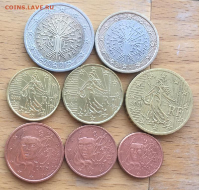 набор евро Франция биметалл 1999 2001 2008 2004 2012 2 1 евр - nabor_evro_francija_bimetall_1999_2001_2008_2004_2012_2_1_evro_50_20_10_5_2_1_evrocent
